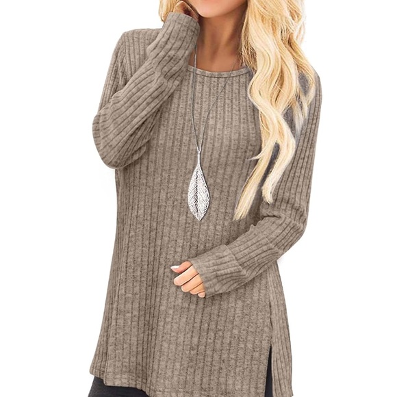 Ribbed Knit Long Sleeve Sweater - Picture 2 of 3